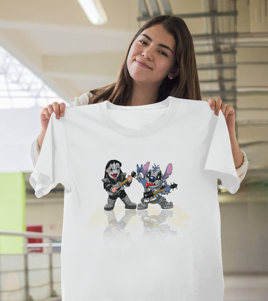 KISS Stitch Playing Guitar Mashup T-Shirt