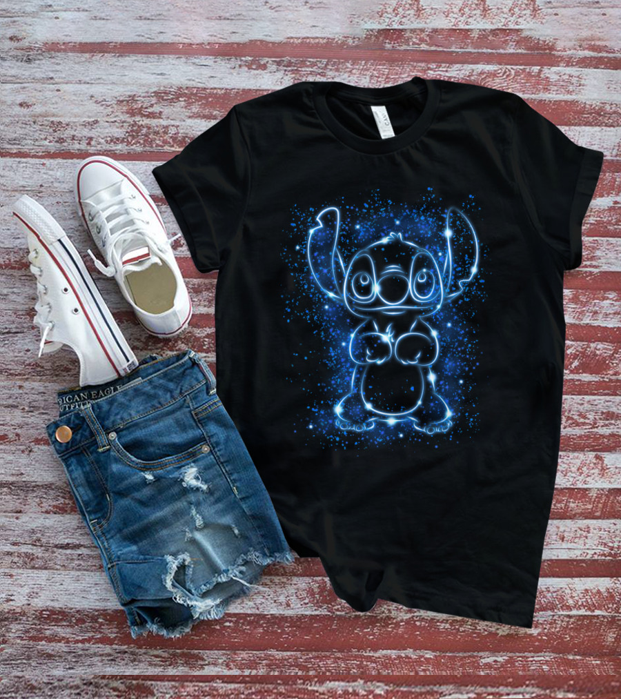 Stitch Neon Light Galaxy Glow T-Shirt
