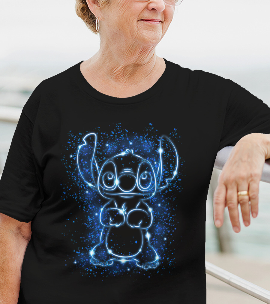 Stitch Neon Light Galaxy Glow T-Shirt