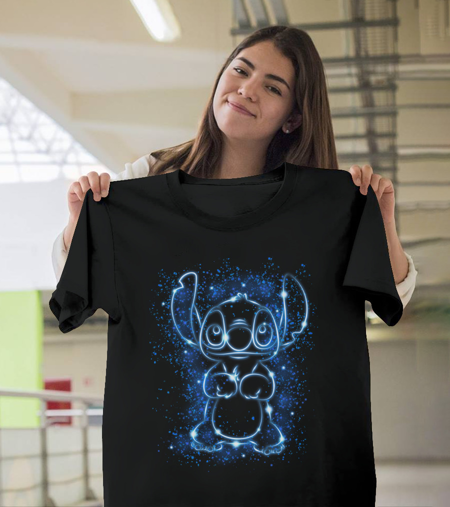 Stitch Neon Light Galaxy Glow T-Shirt