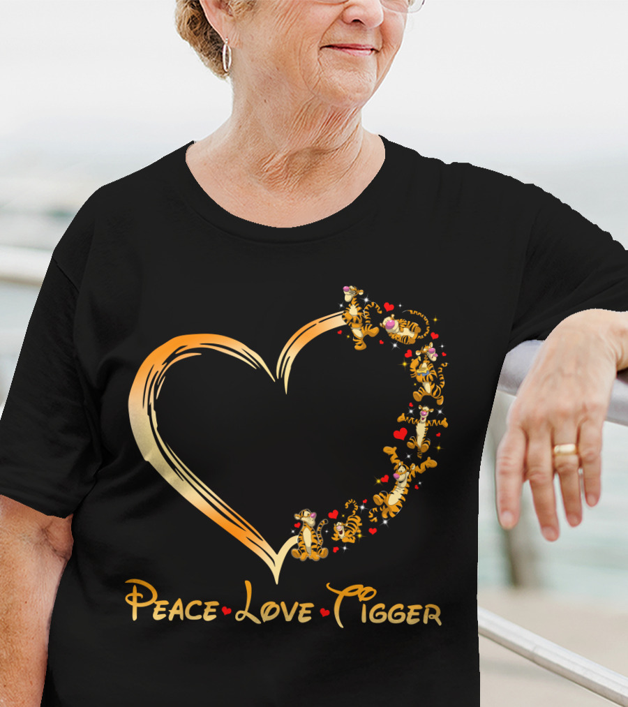 Peace Love Tigger Heart With Tigger And Hearts T-Shirt