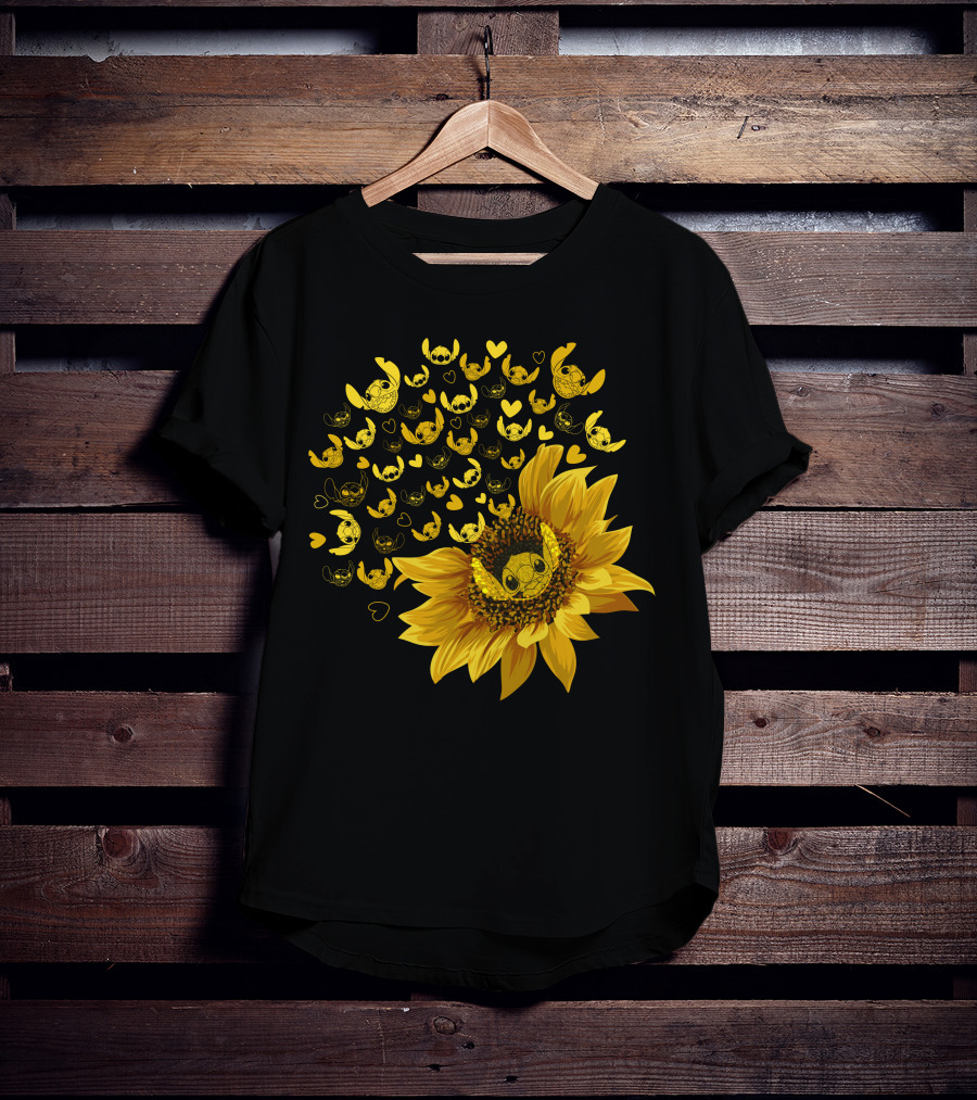 Stitch Sunflower Hearts And Smiles Burst T-Shirt