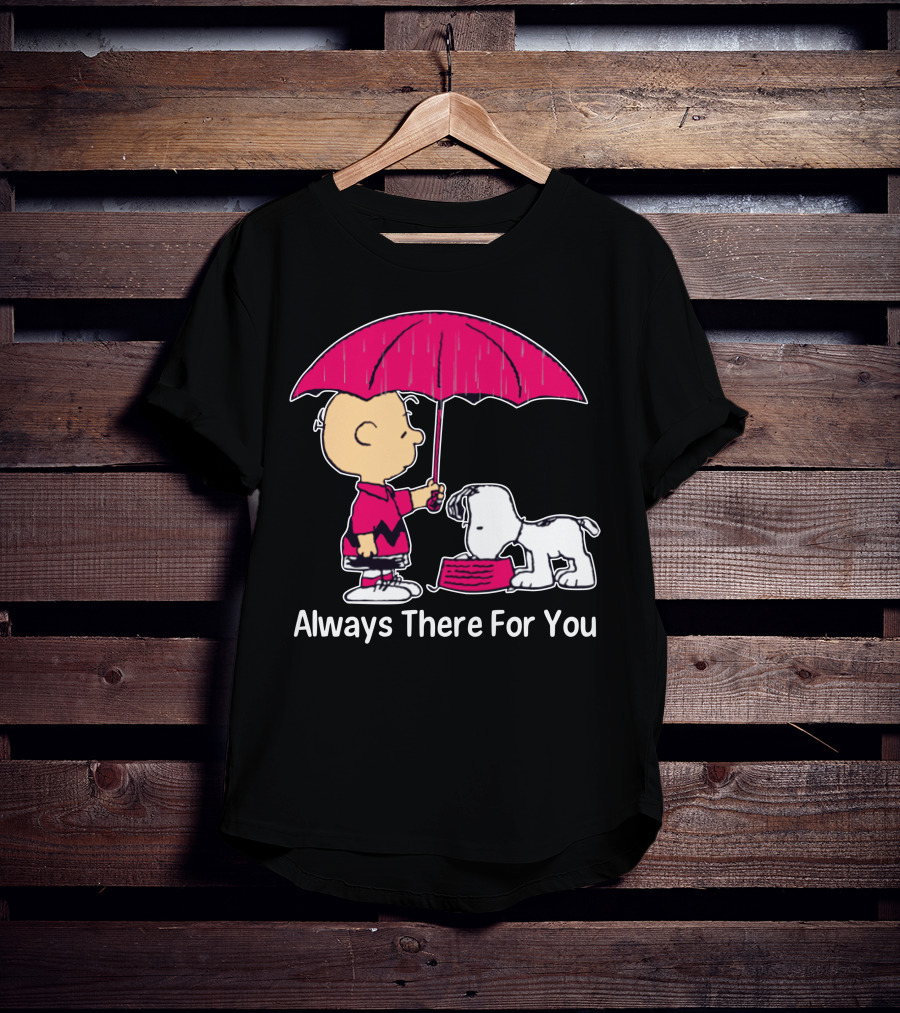 Always There For You Charlie Brown Snoopy Under Umbrella T-Shirt