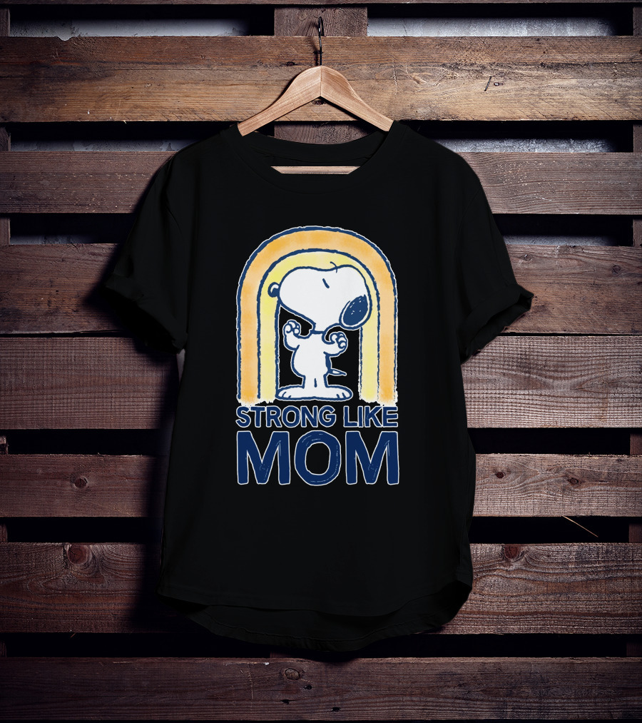 Snoopy Strong Like Mom Retro Rainbow Celebrating Motherhood T-Shirt