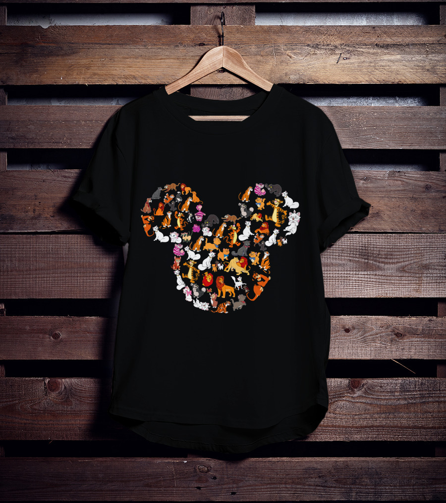 Disney Cats And Lions In Mickey Shape T-Shirt