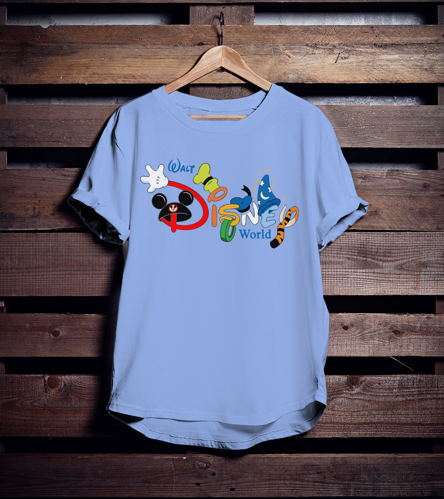 Walt Disney World Mickey Goofy Sorcerer Tigger Stylized Text T-Shirt