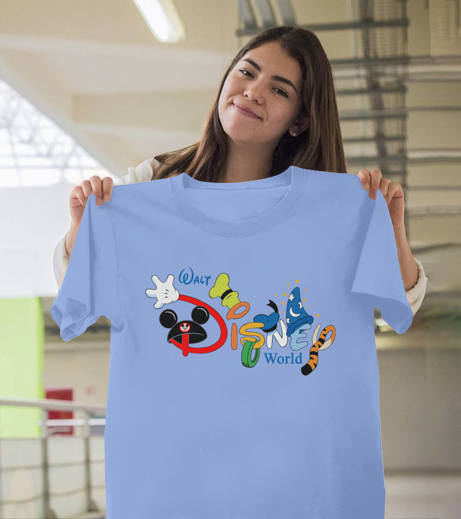 Walt Disney World Mickey Goofy Sorcerer Tigger Stylized Text T-Shirt