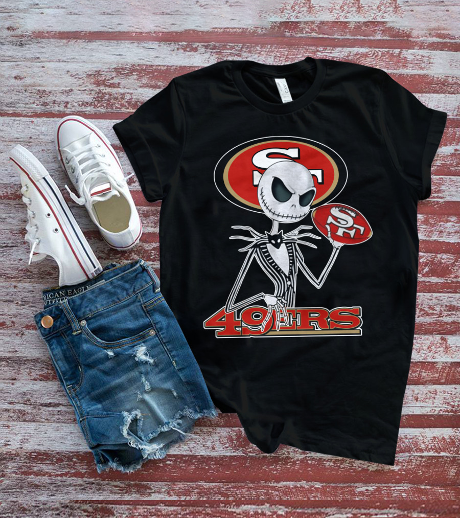 49ers Jack Skellington Football Crossover NFL T-Shirt
