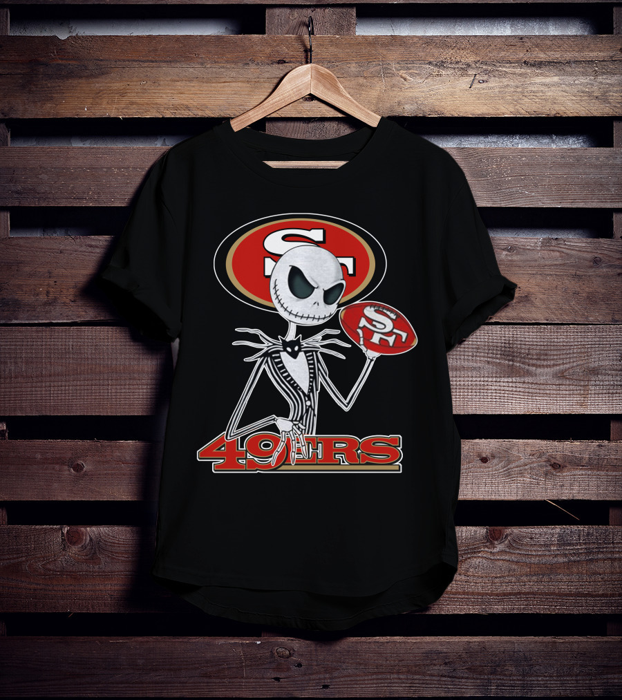 49ers Jack Skellington Football Crossover NFL T-Shirt