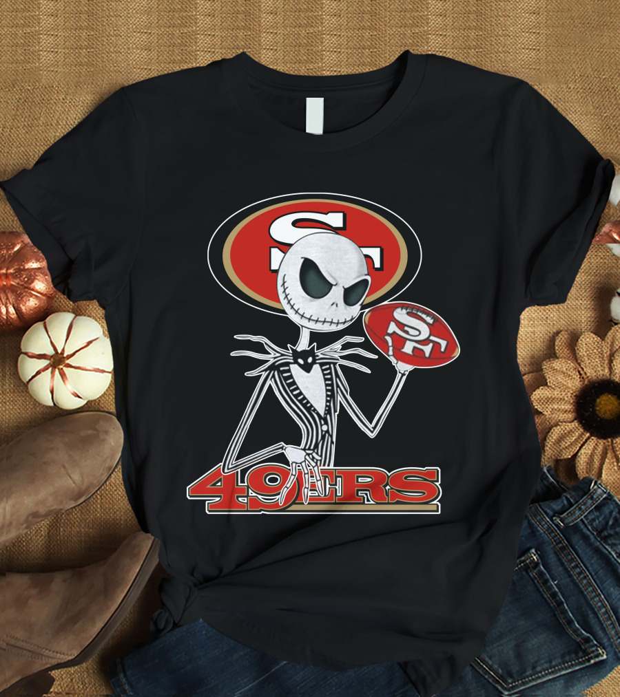49ers Jack Skellington Football Crossover NFL T-Shirt