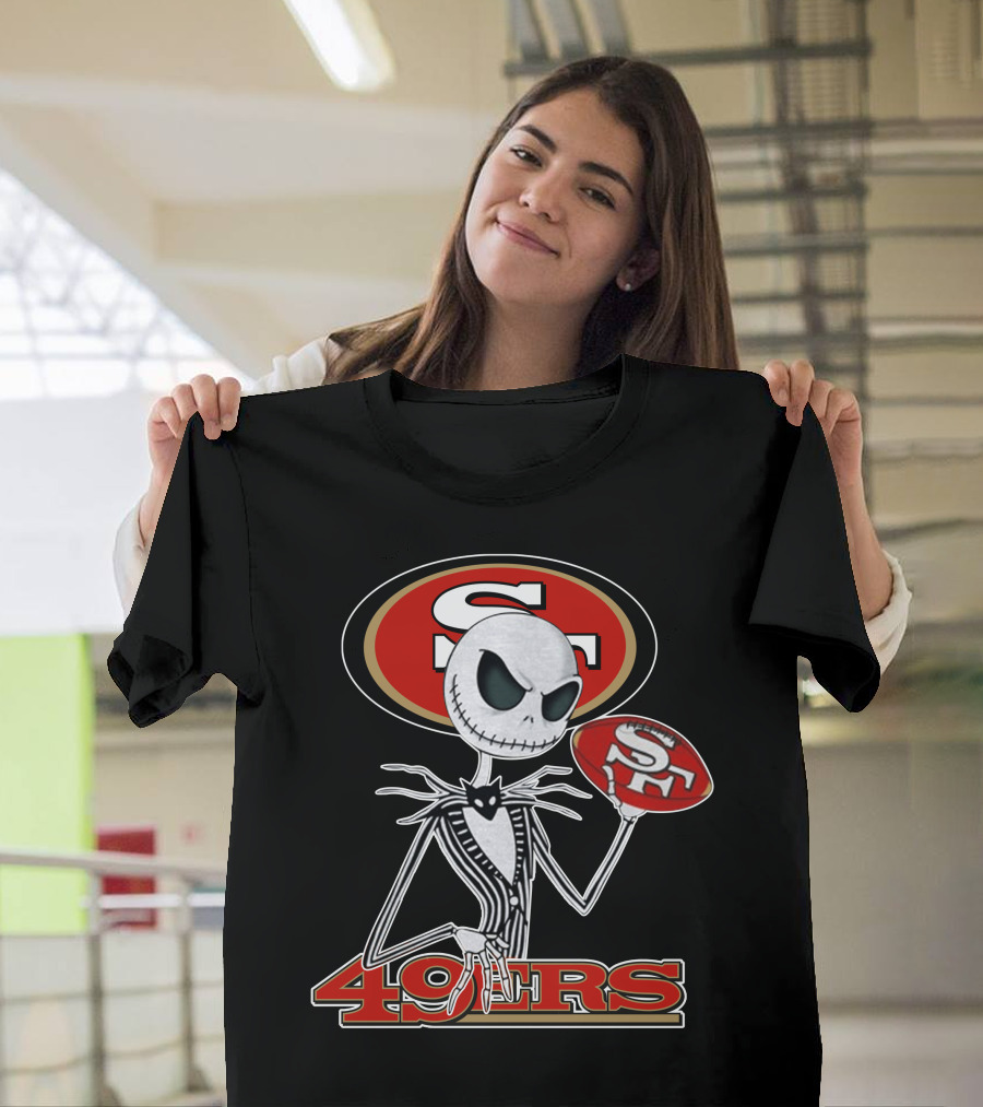 49ers Jack Skellington Football Crossover NFL T-Shirt