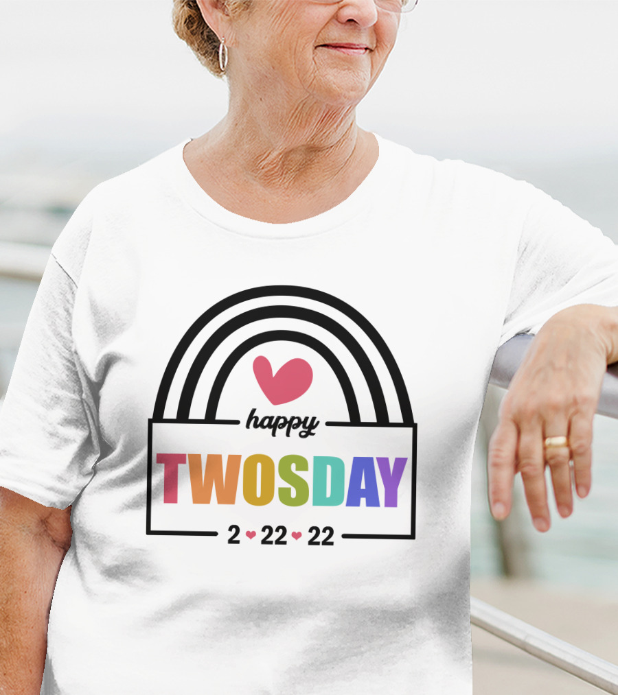 Happy Twosday 2-22-22 Rainbow Heart T-Shirt