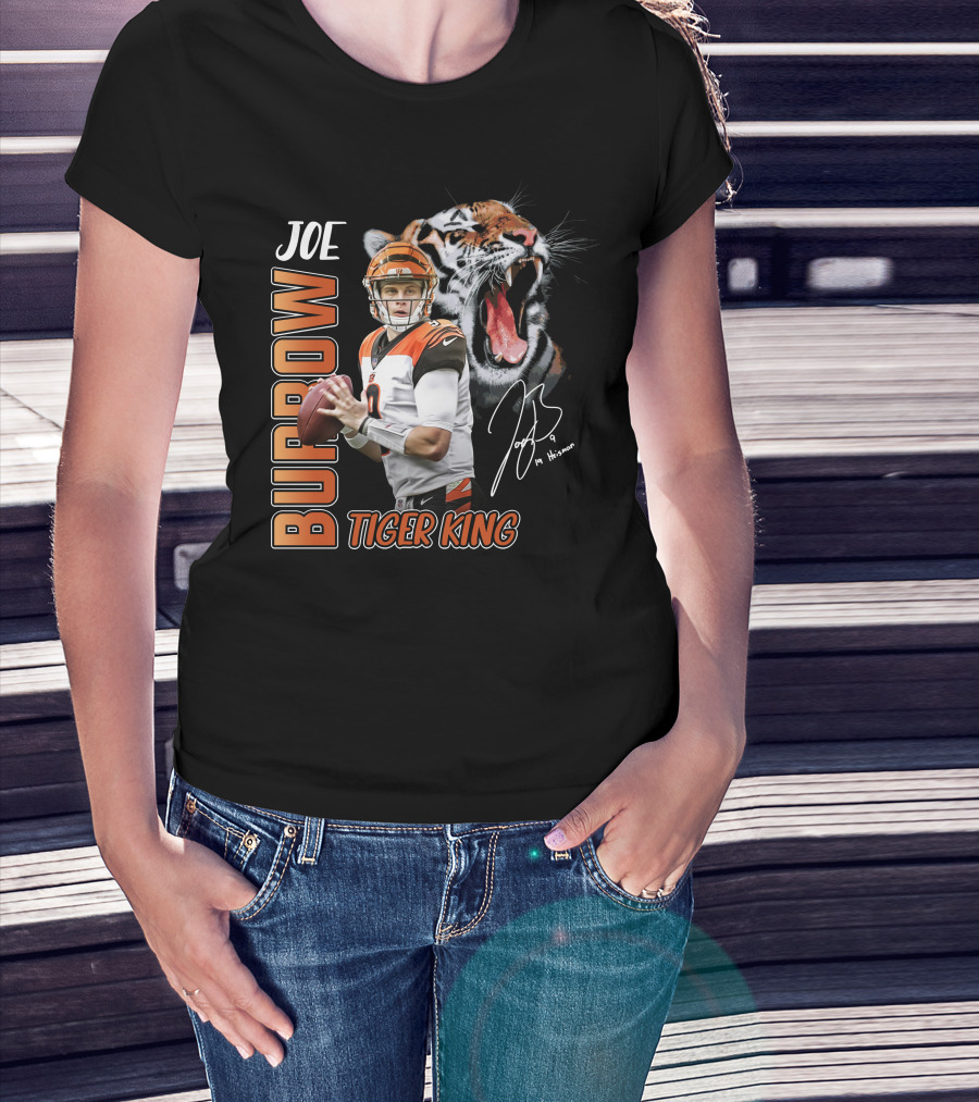 JOE BURROW TIGER KING CINCINNATI BENGALS FOOTBALL T-Shirt