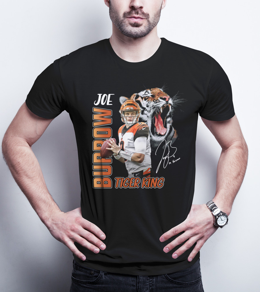 JOE BURROW TIGER KING CINCINNATI BENGALS FOOTBALL T-Shirt