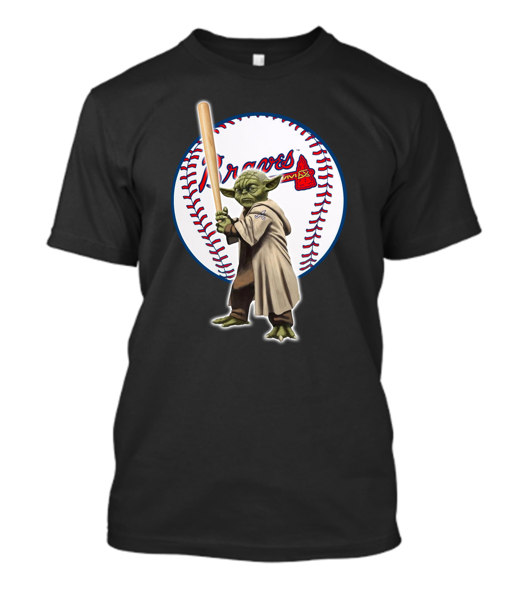 Yoda Braves Baseball Bat Star Wars Crossover Atlanta T-Shirt