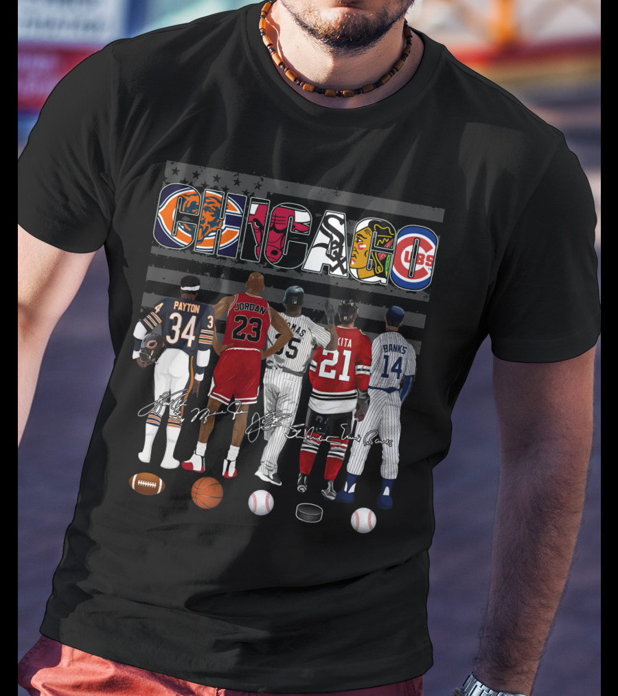 Chicago Icons Payton Jordan Thomas Mikita Banks Jerseys Signatures T-Shirt