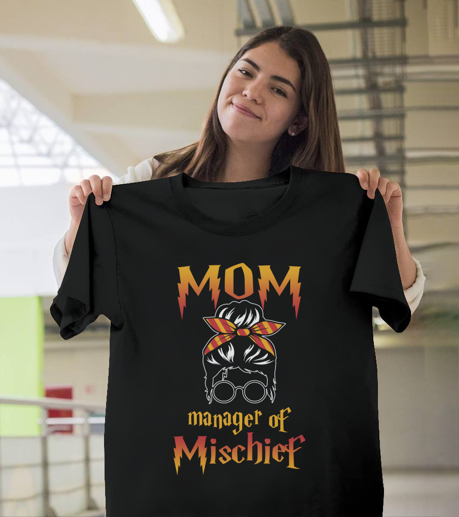 MOM Manager Of Mischief Wizard Glasses And Headband T-Shirt