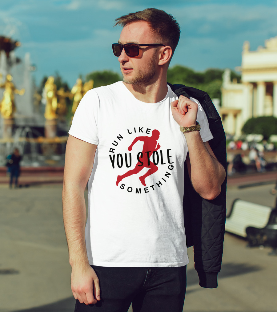 Run Like You Stole Something Trail Running Silhouette Red Runner T-Shirt