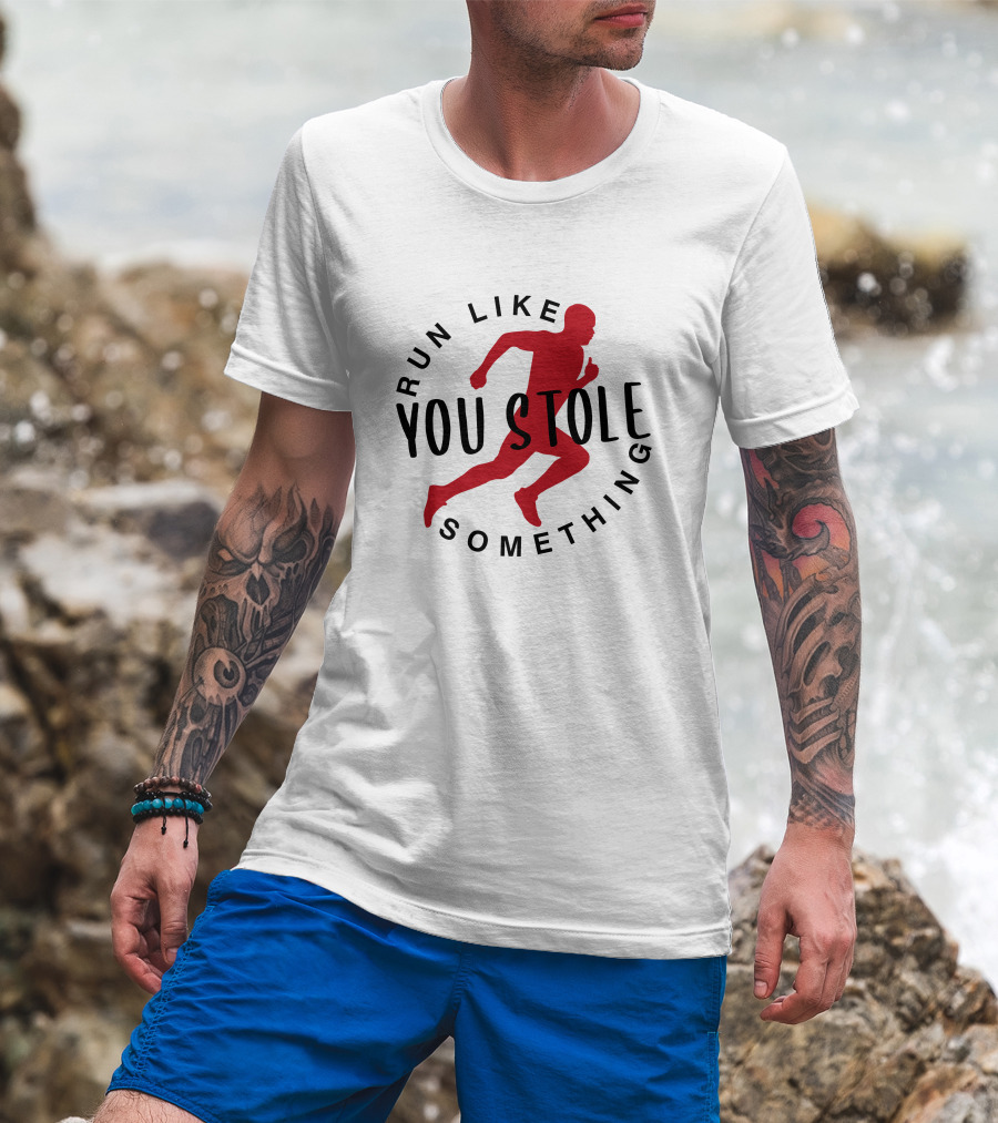 Run Like You Stole Something Trail Running Silhouette Red Runner T-Shirt