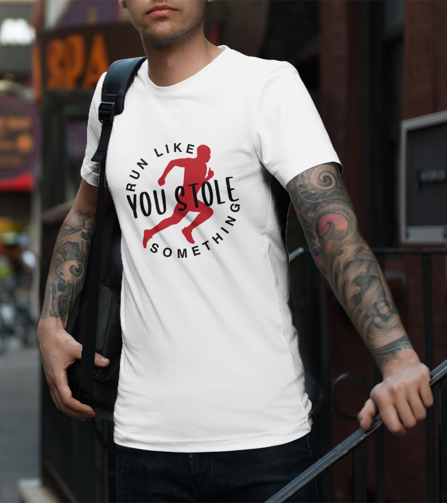 Run Like You Stole Something Trail Running Silhouette Red Runner T-Shirt