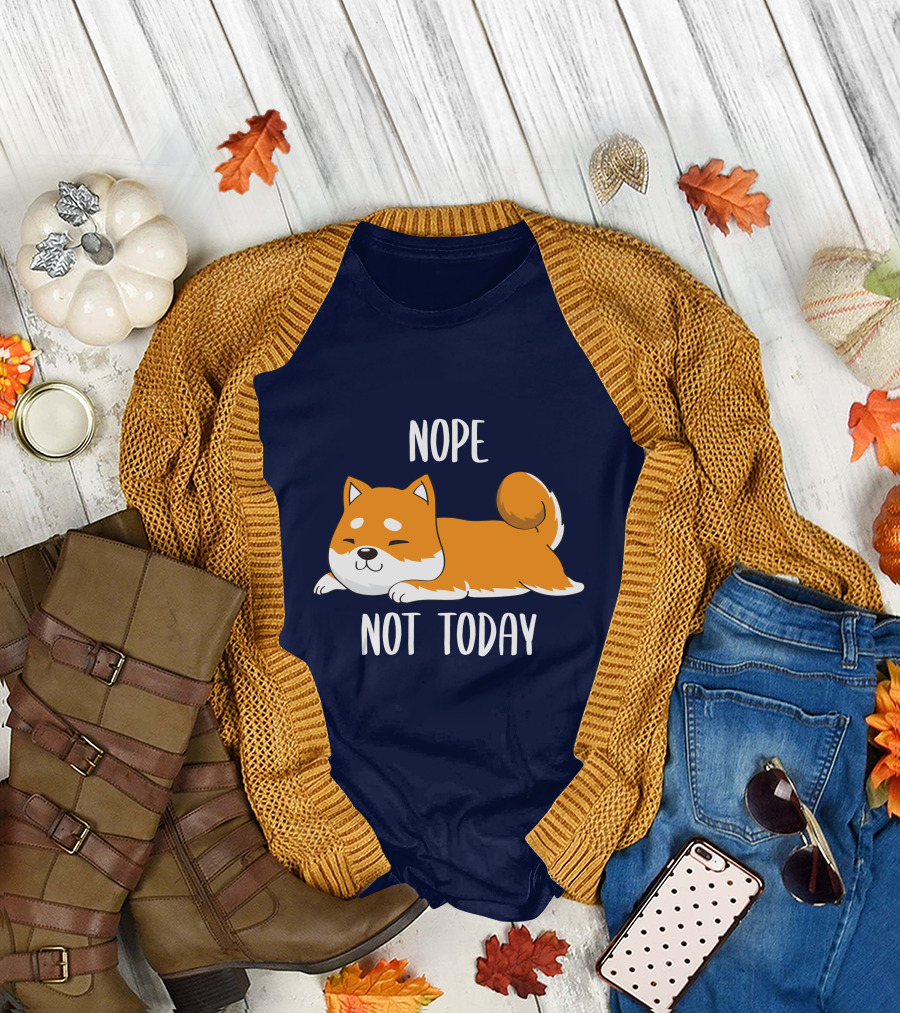 Nope Not Today Shiba Inu Men Casual T-Shirt