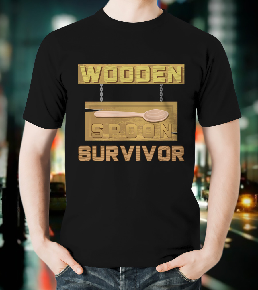 Wooden Spoon Survivor Rustic Hanging Sign Chain T-Shirt