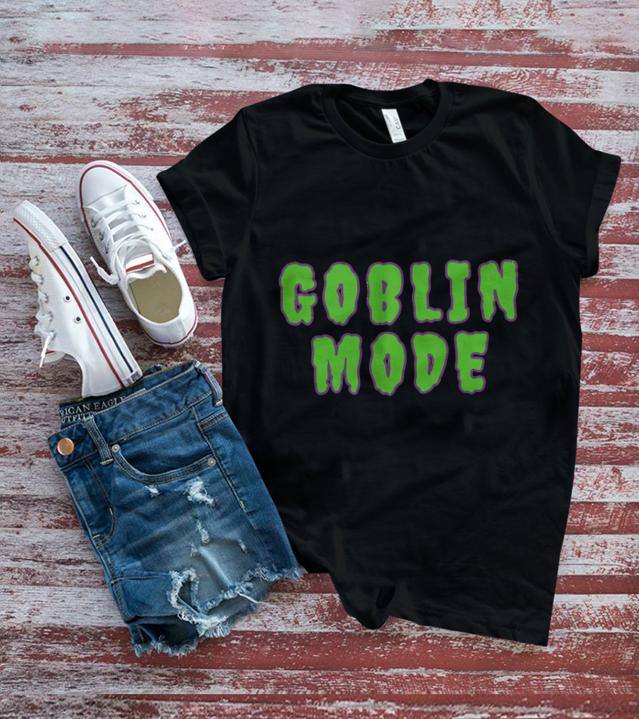 GOBLIN MODE Green Drip Text T-Shirt