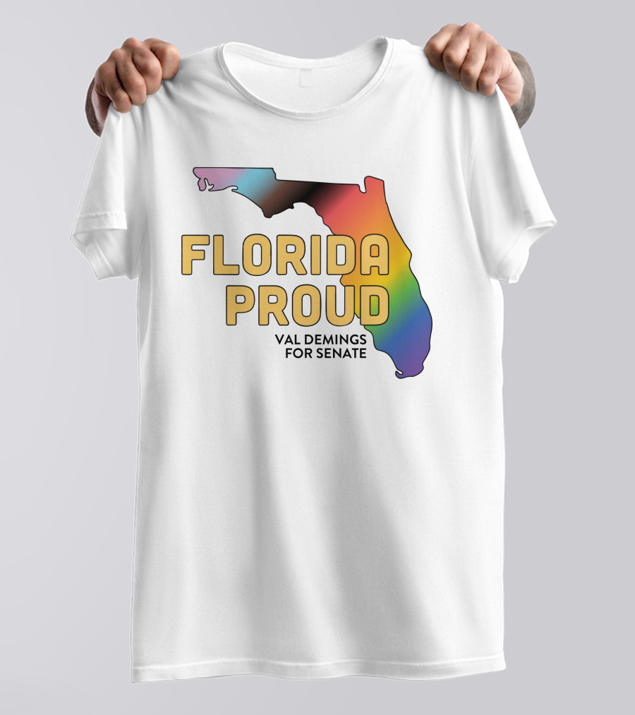 Florida Proud Rainbow Map Val Demings For Senate T-Shirt