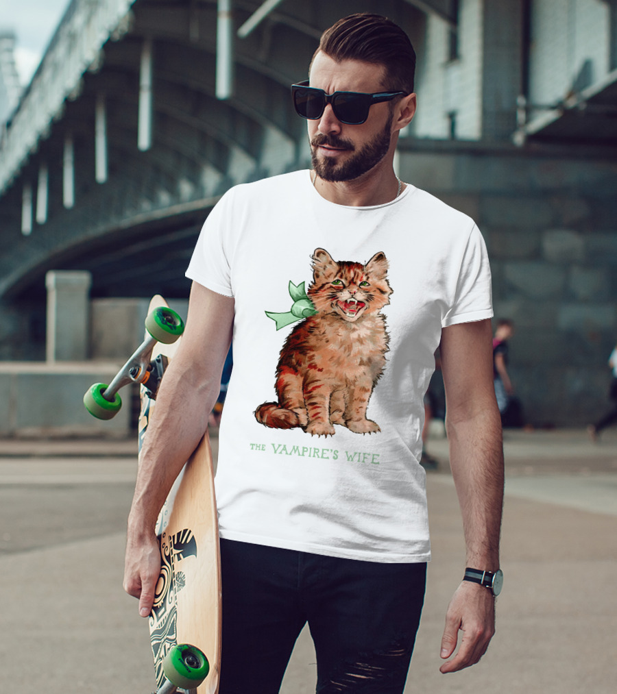 The Vampire's Wife Smiling Cat With Green T-Shirt