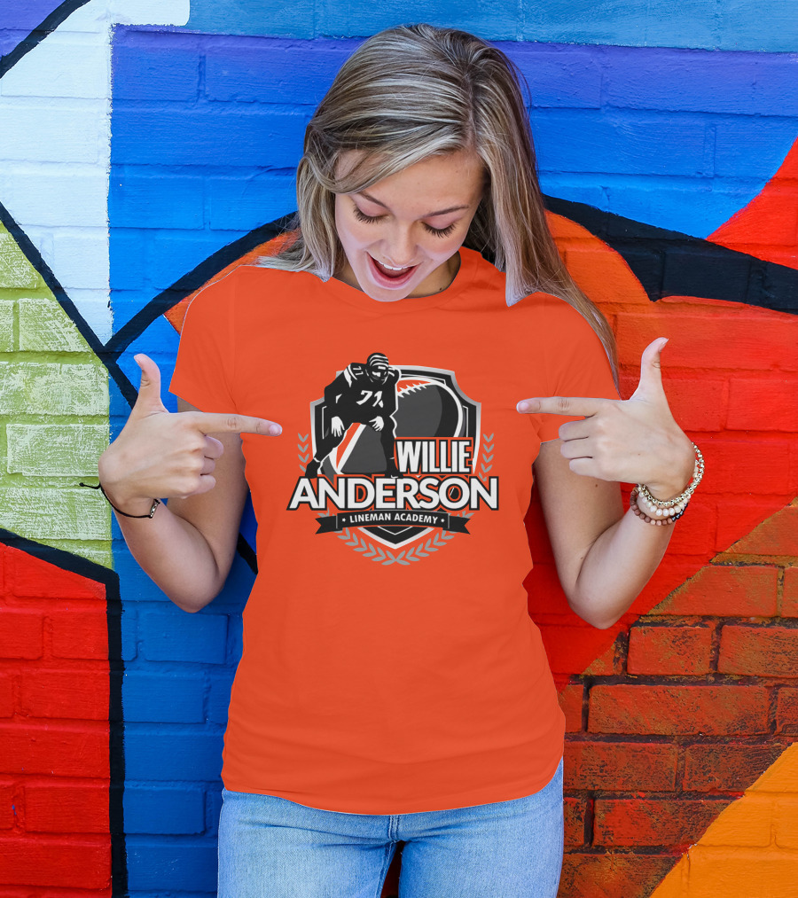 Willie Anderson Lineman Academy Football Shield T-Shirt