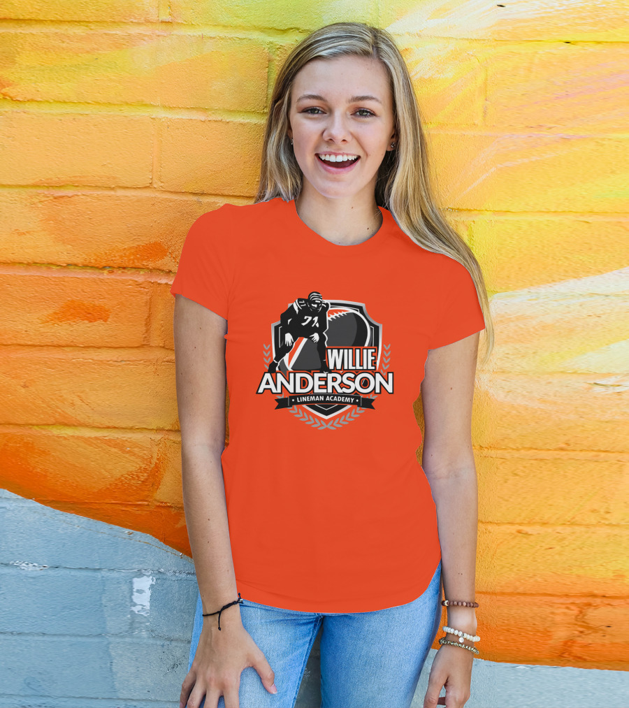 Willie Anderson Lineman Academy Football Shield T-Shirt