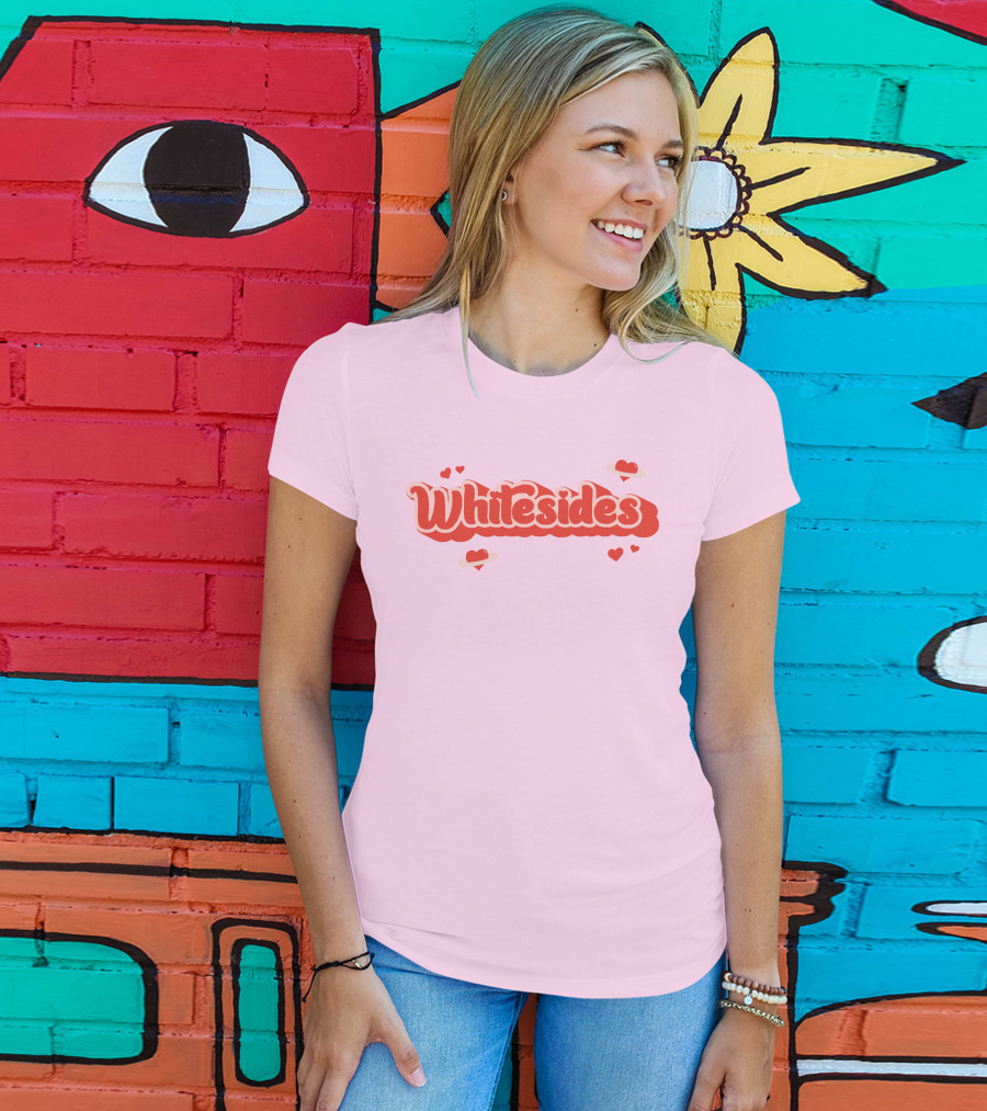 Whitesides Red Heart Design Pink Background T-Shirt