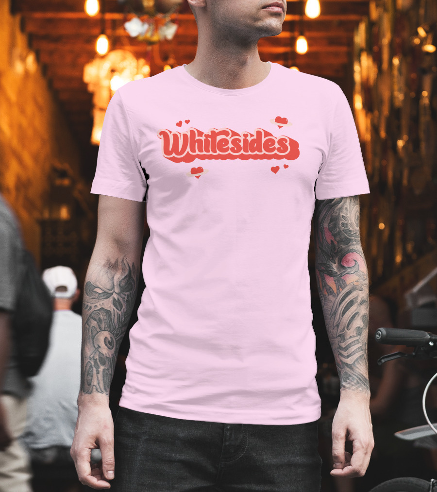 Whitesides Red Heart Design Pink Background T-Shirt