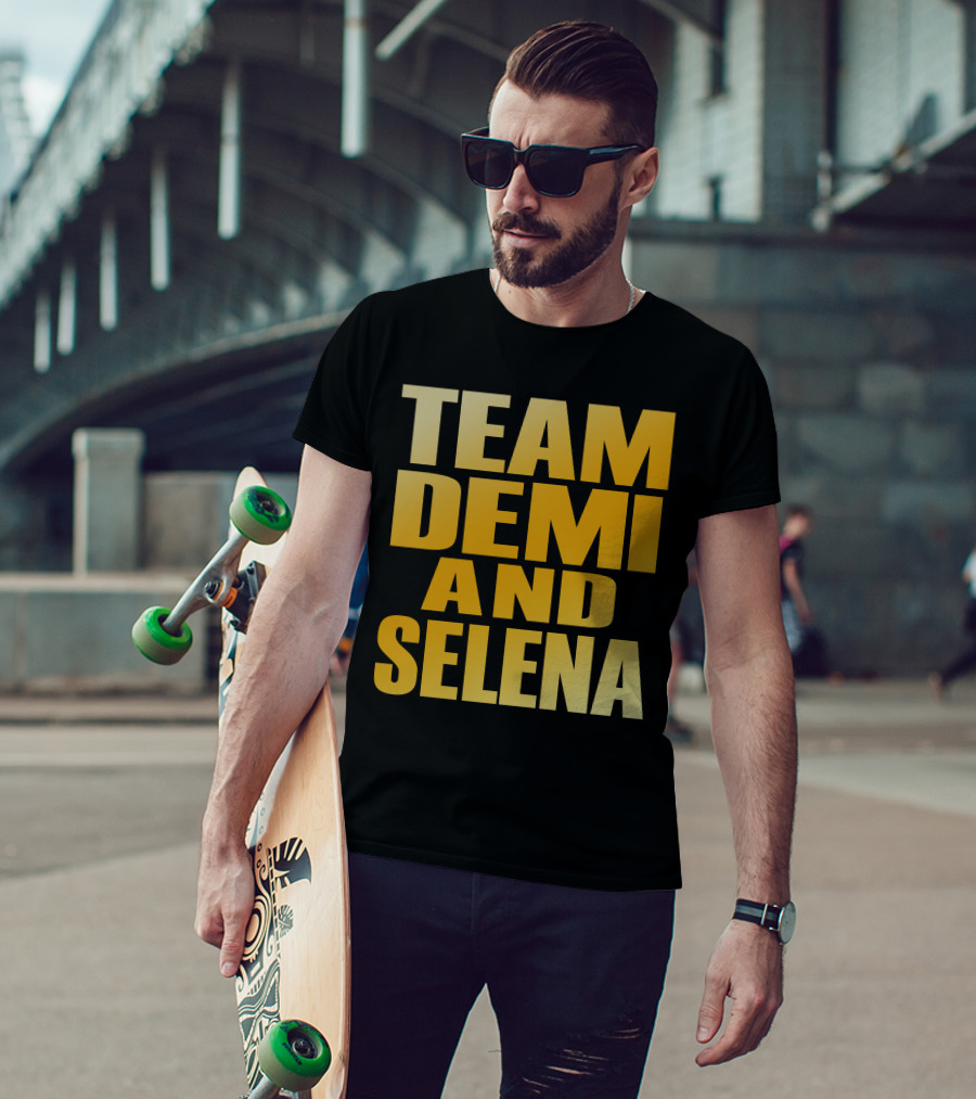 Team Demi And Selena Bold Gold Text T-Shirt