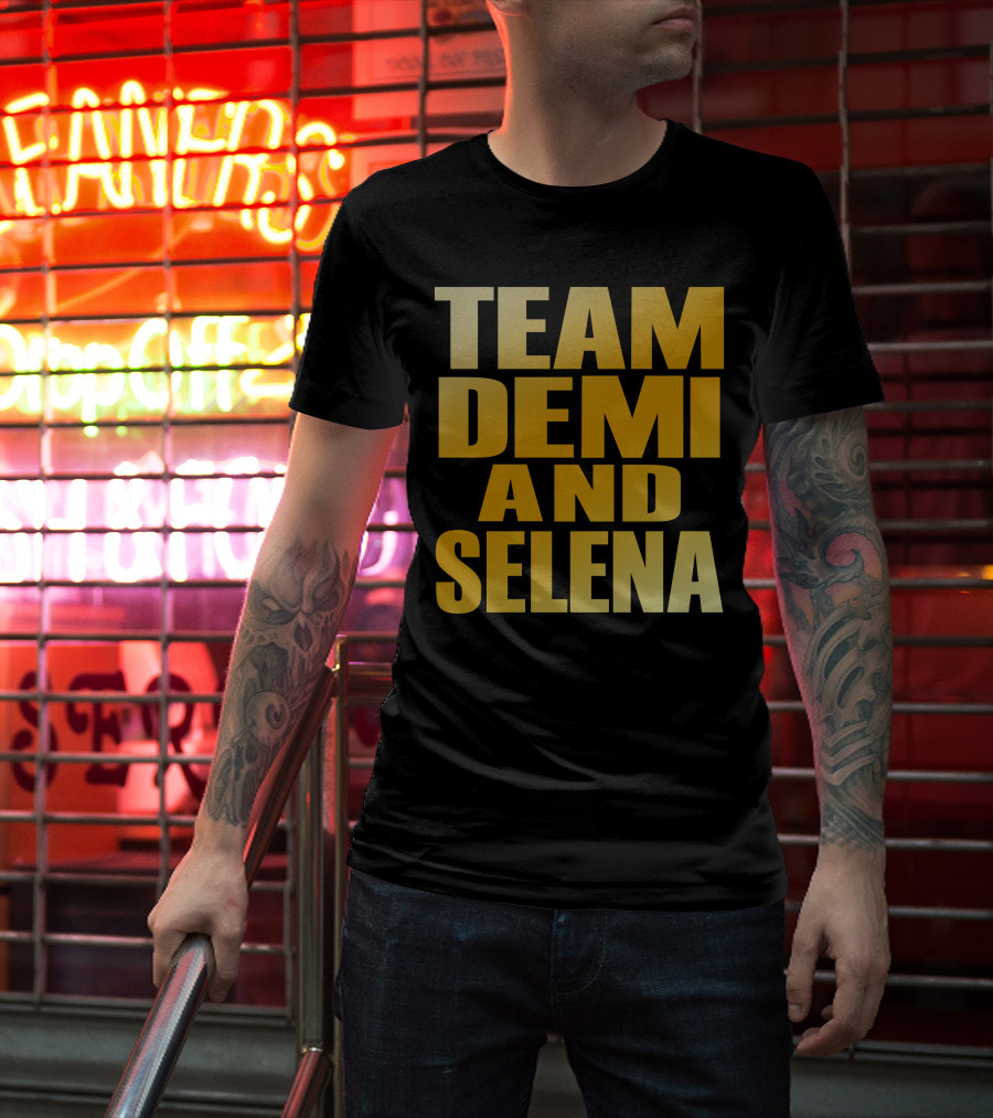 Team Demi And Selena Bold Gold Text T-Shirt