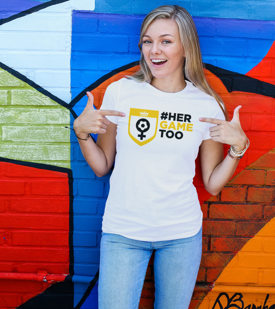 Her Game Too Soccer Symbol Empowerment T-Shirt