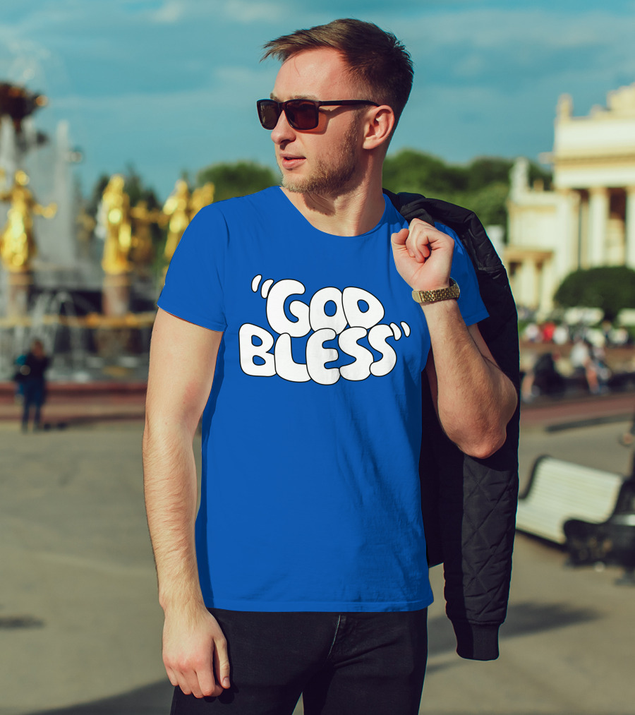 God Bless Text In Bubble Letters T-Shirt