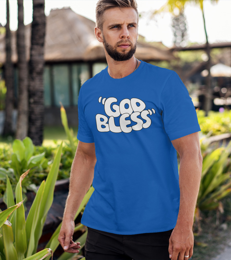 God Bless Text In Bubble Letters T-Shirt