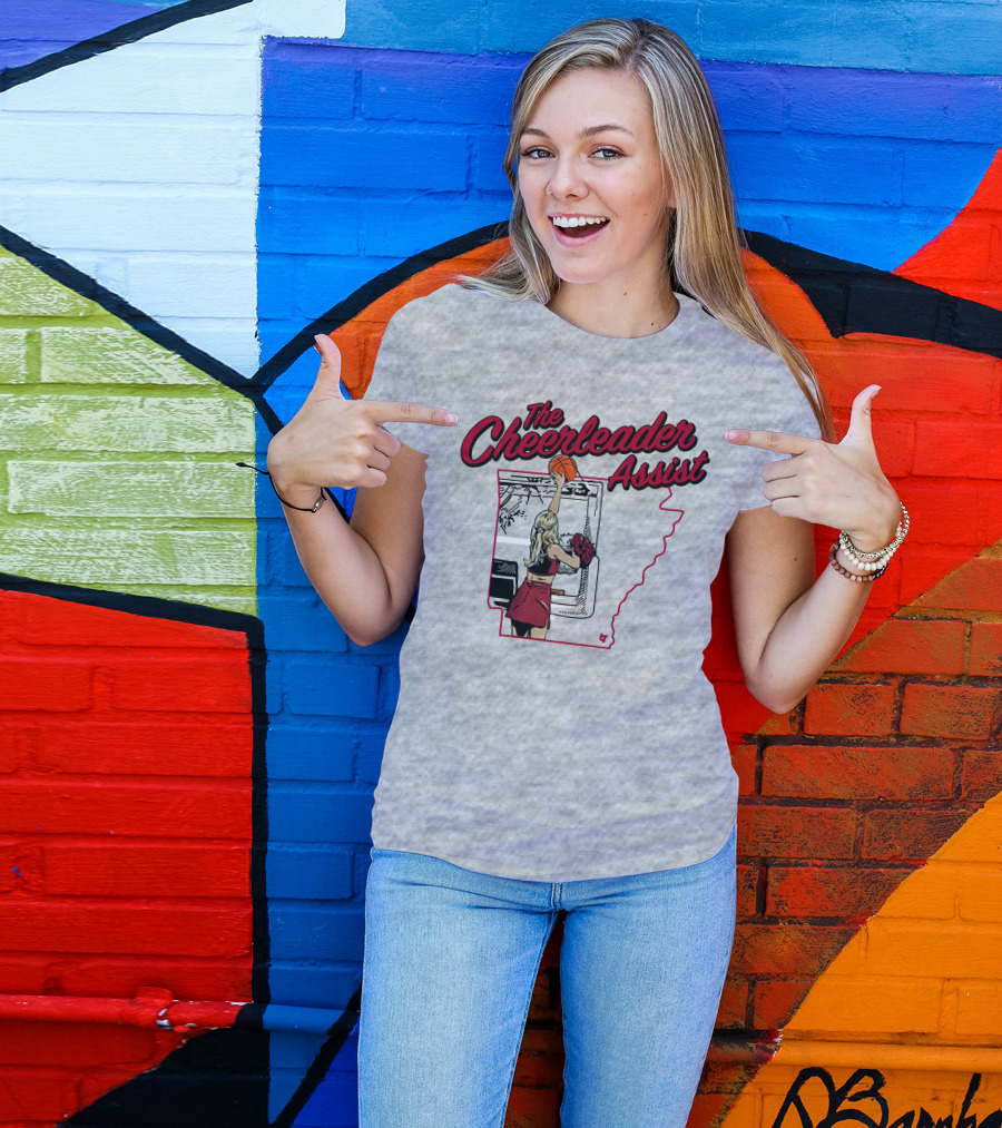 The Cheerleader Assist Arkansas Basketball Rim Scene T-Shirt
