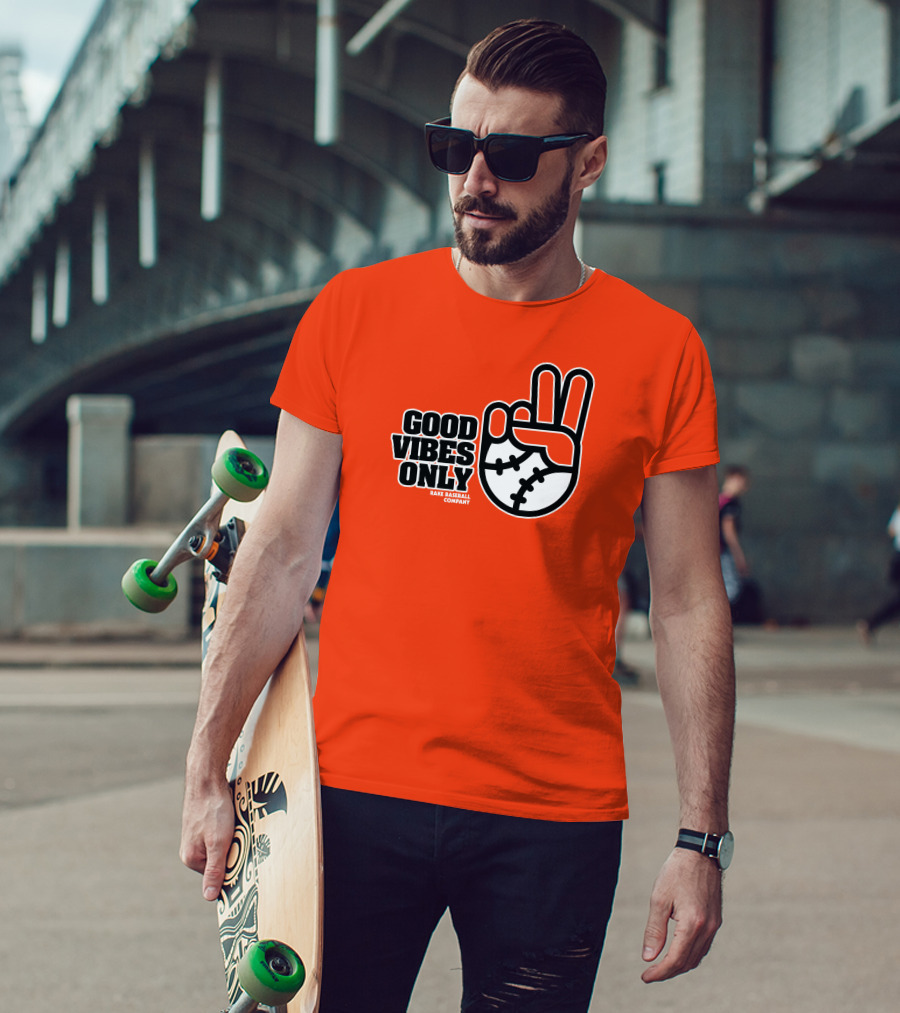 Good Vibes Only Peace Baseball Rake Baseball Company T-Shirt