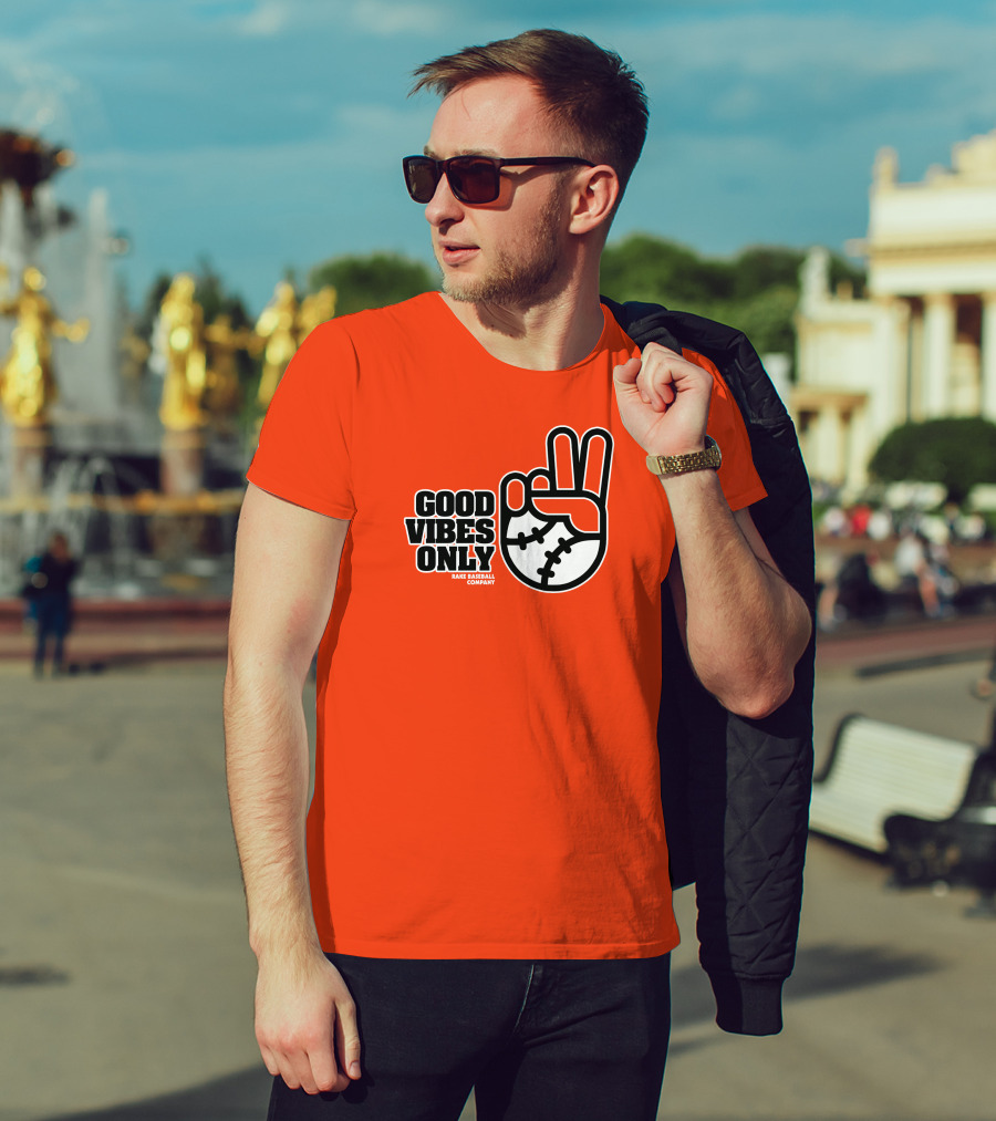 Good Vibes Only Peace Baseball Rake Baseball Company T-Shirt
