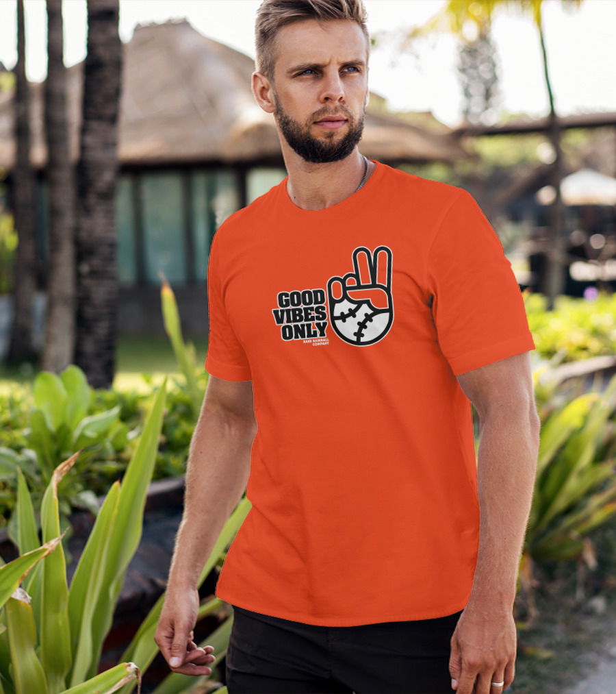 Good Vibes Only Peace Baseball Rake Baseball Company T-Shirt