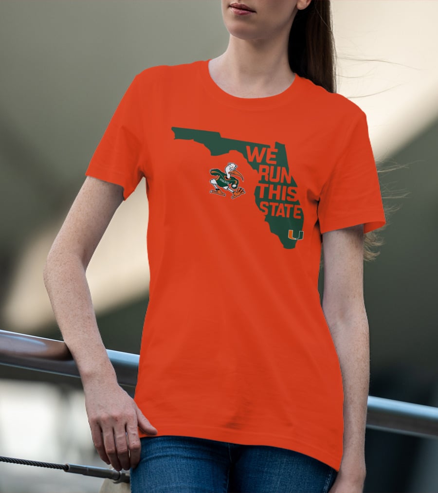 We Run This State Miami Hurricanes Florida Map Vector T-Shirt