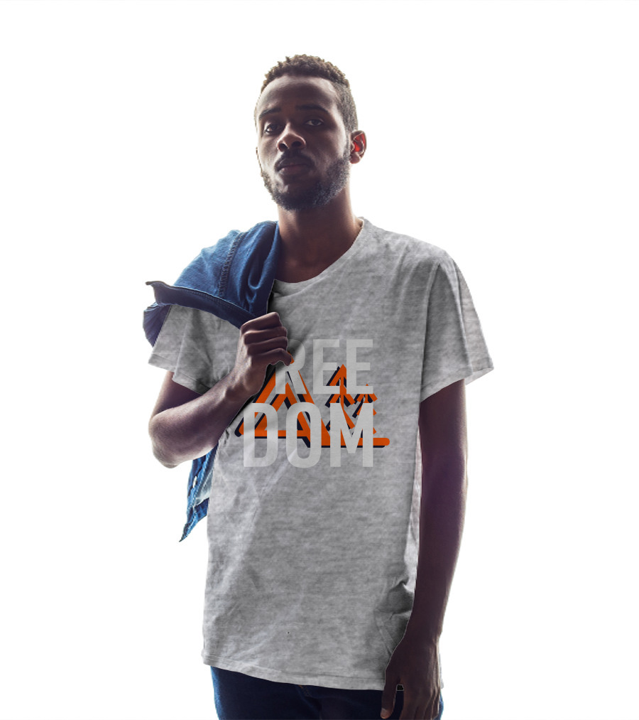 Jim Sterling Free Dom Geometric Triangles Orange Black 3D Effect T-Shirt