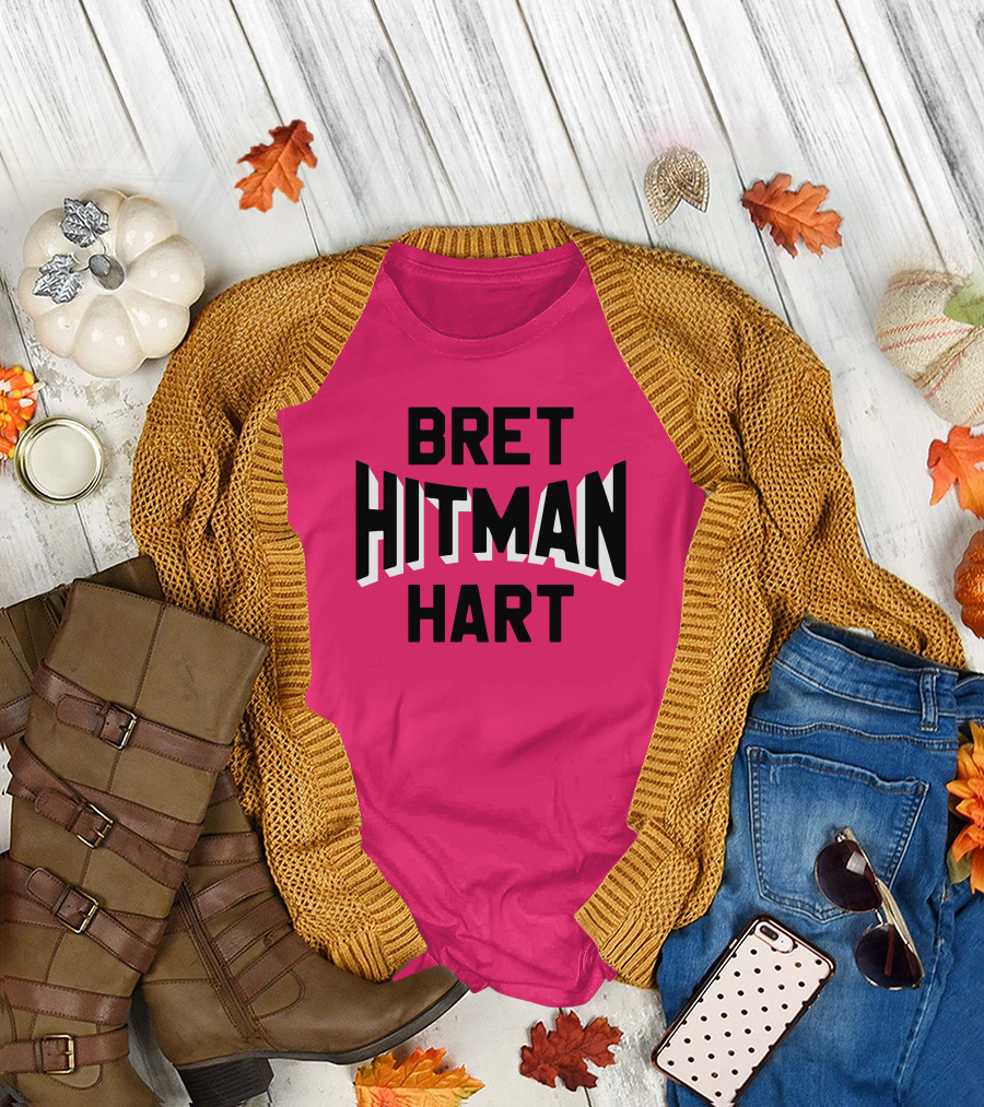 Roots Of Fight Bret Hitman Hart Pink T-Shirt