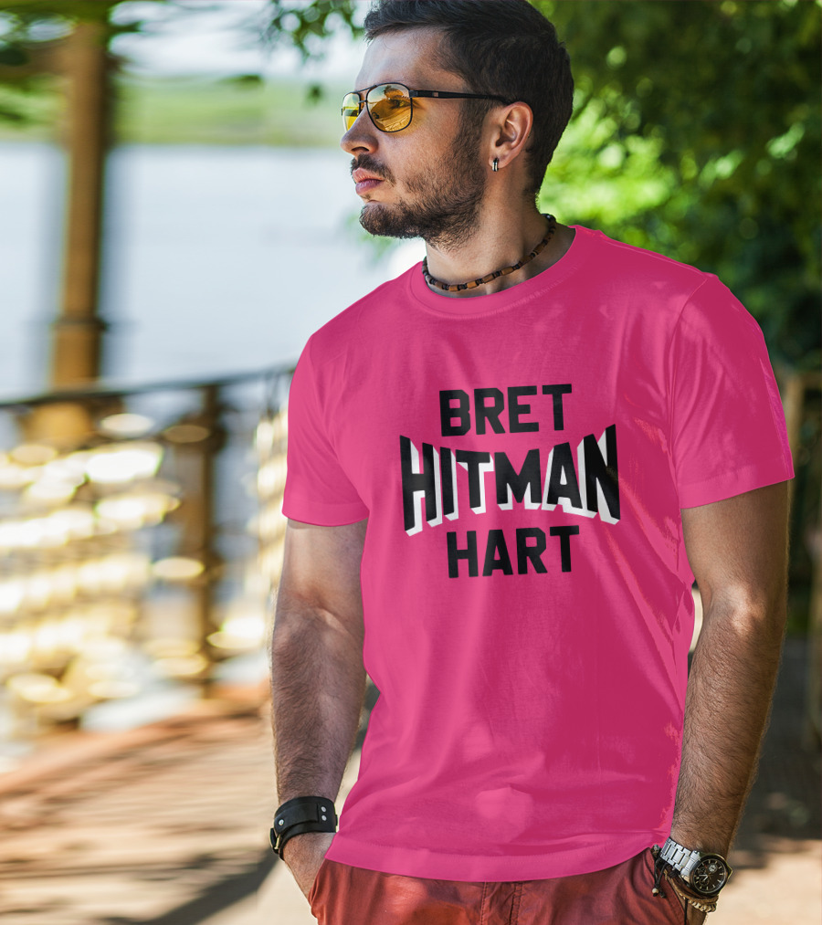 Roots Of Fight Bret Hitman Hart Pink T-Shirt