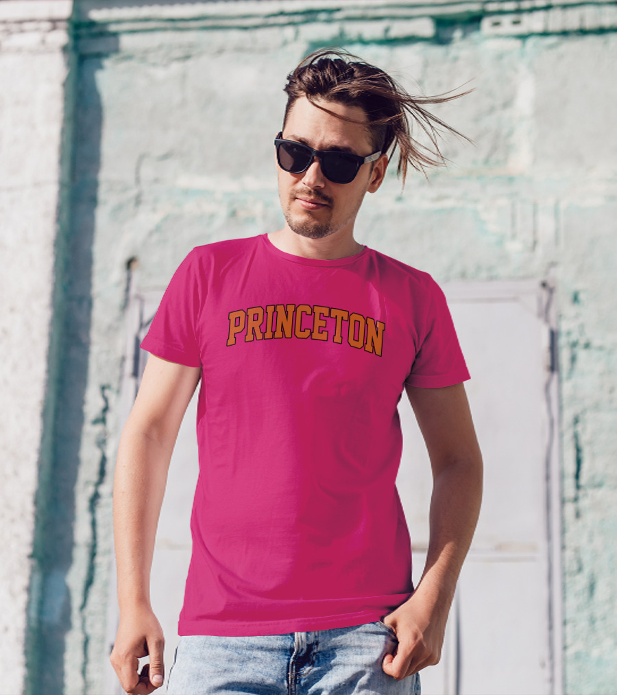 Princeton Arch Style Text Bold Pink Background T-Shirt