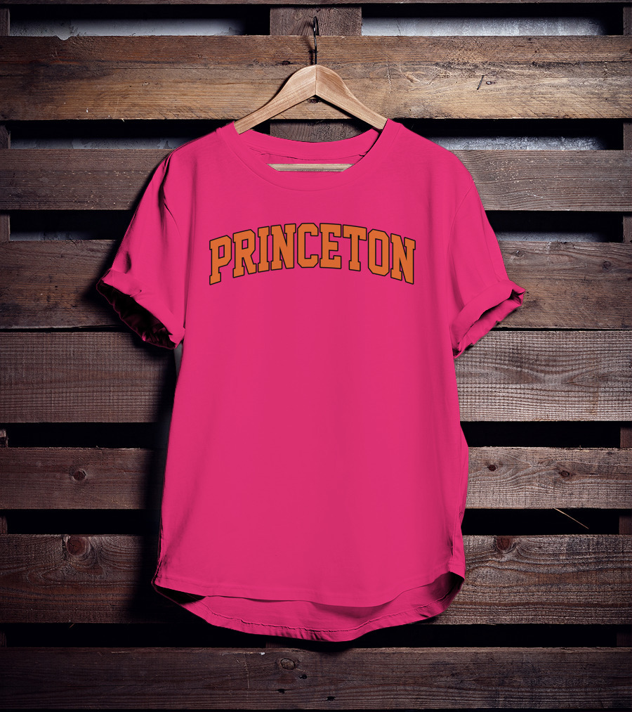 Princeton Arch Style Text Bold Pink Background T-Shirt