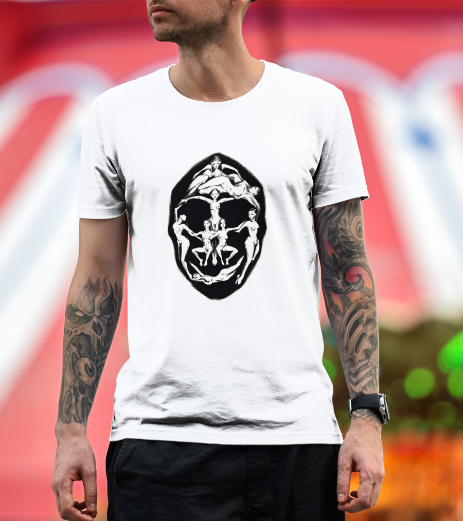 Dali Recreation Skull Illusion Formed By Human Figures T-Shirt