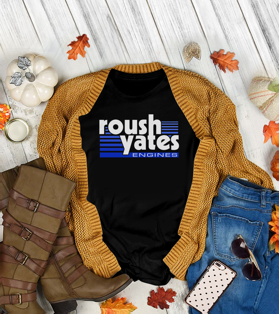Roush Yates Engines Logo Blue Stripes T-Shirt